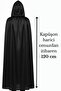 Black Hooded Halloween Witch Cape 120 cm - Halloween Vampire Dracula Costume Cape - 3