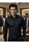 Men's Slimfit Black Self-Printed Pocketless Shirt Dobby Woven - 5