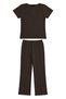Premium - Neat Collection |   Brown Rib Textured V-Neck Modal Viscose Wide Leg Women's Pajama Set - 6