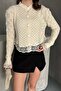 Lace Buttoned Crew Neck Knitwear Cardigan - 3