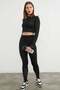 Basic Crew Neck Finger-Loop Crop Blouse - 2