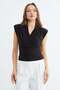 Shoulder Shoulder Pad Piece Double-Breasted Collar Blouse - 5