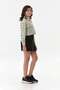 Floral Patterned Girl's Crop Shirt with Folded Sleeves - 3