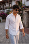 Heritage 100% Cotton Natural Textured Flared Men's Shirt - White - 7