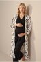 Women's Black Patterned Lace New Season 3-Piece Maternity Pajama Set with Dressing Gown - 6