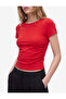 Cotton Slim Fit Boat Neck Short Sleeve Draped T-Shirt - 4