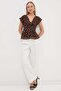 Polka Dot Pleated Blouse with Lace-Up Back - 6