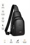 Vegan Leather Black Waterproof Headphones USB Output Waist And Cross Shoulder Bag Chest Travel