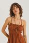Bohemian Muslin Dress with Adjustable Straps Brown - 2