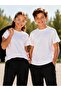Plain White Children's T-Shirt - 100% Cotton (One Size, Two Sizes Larger Recommended) Unisex Model