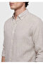 Beige Plain Casual Fit Long Woven Casual 100% Linen Shirt - 3