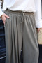 Women's Modal Cupra Elastic Waist Adjustable Lace-Up Wide Leg Loose Trousers 3207 Khaki - Special Series - 3