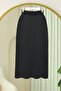 Stoned Elastic Waist Pencil Skirt - Black