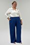 69015 Large Size Nora Pants with Wide Legs and Elastic Waist - Indigo - 5