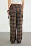 Plaid Patterned Scarf Palazzo Trousers - 7