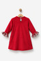 Girl's Long Sleeve Red Velvet Dress - 4