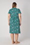 Women's Plus Size 100% Cotton Combed Fabric Zippered Summer Dress / Navy-White-Green - 7