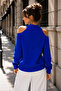 Women's Blue Off-The-Shoulder Knitwear Sweater - 6