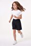 Stone Detailed Adjustable Waist Girls' Shorts - 2