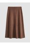 Alita City Suede Look Flared Skirt with Zipper at Waist - 6
