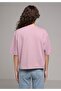 Oversize Fit Round Neck Plain Women's Purple Short Sleeve T-Shirt - 2