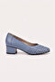 Women's Blue Braided Genuine Leather Heeled Shoes, Size 35-41 - 5