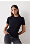 Schwarzes Basic Oversize Kurzarm-T-Shirt - 3