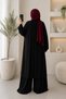 Women's Viscose Combed Cotton Long Cardigan Blouse Wide Leg Pants Abaya Set 3791 Black - 4