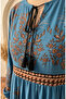 Indigo Viscose Plus Size Dress - 4084-07 Floral Pattern - 4