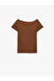Kayık Yaka Short Sleeve Cotton T-Shirt - 4