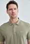 Honeycomb Fabric Snap Fastener Polo Collar T-Shirt - 6