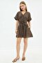 Belted Linen Look Mini Dress