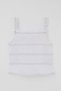 Girl's T-Shirt with Straps and Rubber Detail, Ages 6-12, Ecru - 3