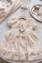 Girl's Ecru Dress with Gift and Buckle Combination Birthday Party Dress for 2-4 Years Old - 3
