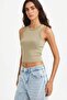 Slim Fit Halter Neck Ribbed Tank Top A8859Ax25Au - 4