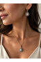 Zircon Stone Flower Figure Pearl Necklace and Earrings