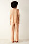 Tan Long Sleeve Brown Pants Pajama Set - 5