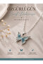 Blue Butterfly Figured Stone Stainless Steel Women's Necklace