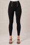 Black Gold Button Detail and Cross-Stitch High-Waisted Shaping Winter Knit Leggings