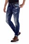 Men's Blue Washed Dark Jeans - 4