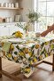 Lemon Patterned Tablecloth Cotton Fabric Yellow Lemon Green Leaf Patterned Decorative Stylish Tablecloth - 5