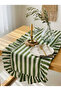 40X120Cm Khaki Green Striped Ruffle Runner - 4