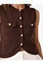 Jewel Buttoned Appliqued Crew Neck Knitwear Vest - 4