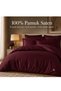 100% Cotton Satin Striped Double Duvet Cover Set - Claret Red - 5