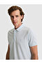 Light Blue Slim Fit 100% Cotton Buttoned Polo Collar Basic T-Shirt 50306448-Vr095 - 2