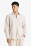 100% Cotton Regular Fit Polo Collar Long Sleeve Basic Shirt E7741Ax26Sp