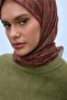 Soft Cotton Scarf Red Brown Geometric Patterned Light Textured 90X90 - 6