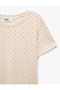 Comfortable Fit Crew Neck Short Sleeve Polka Dot Pajama Top - 8