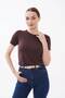 Crew Neck Short Sleeve Bodysuit 100% Viscose Create Your Own Style Brown - 2