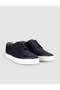 Navy Blue Genuine Leather Men's Oxford Sneaker - 3